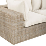 Cali 120-inch wicker outdoor sofa side perspective