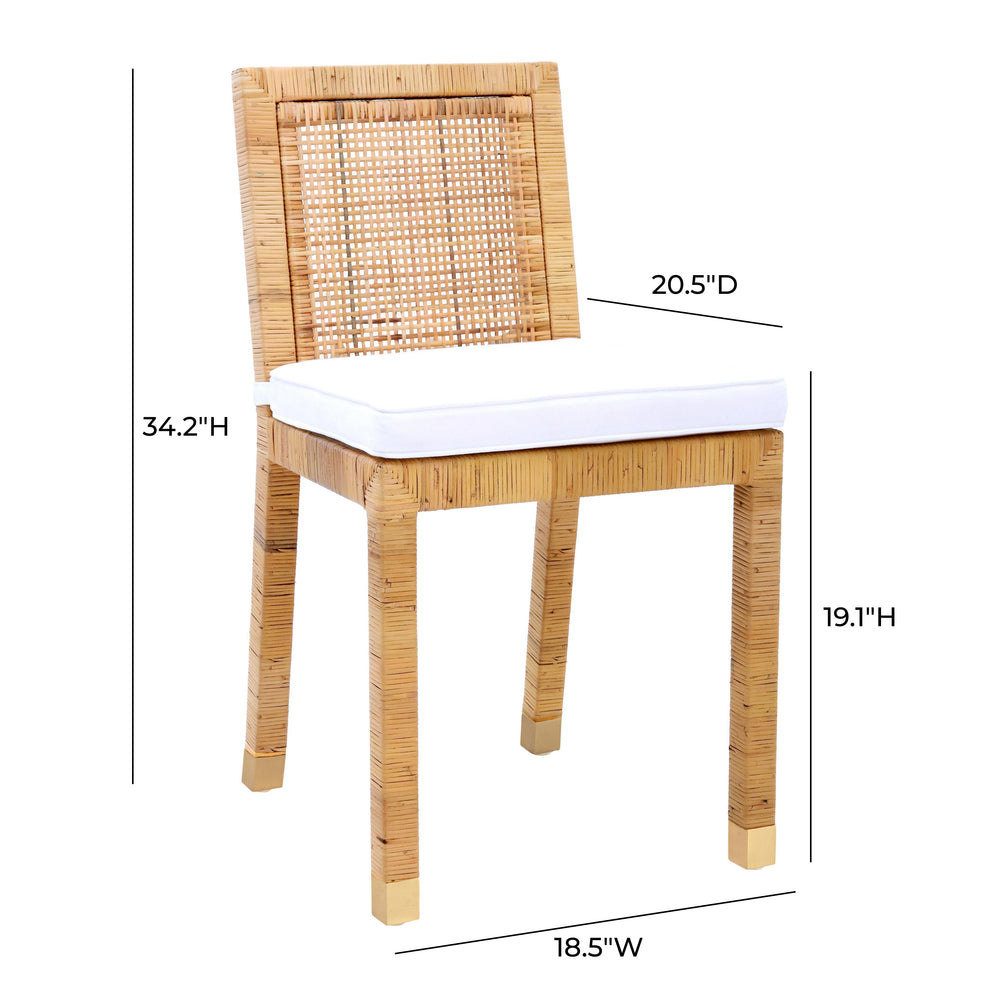 Amara Rattan Performance Fabric Dining Chair dimensions
