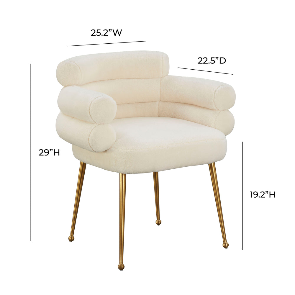 Dente Cream Faux Sheepskin Dining Chair dimensions