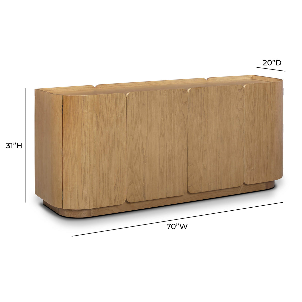 Moora 70" Natural Ash 4-Door Sideboard - View 7