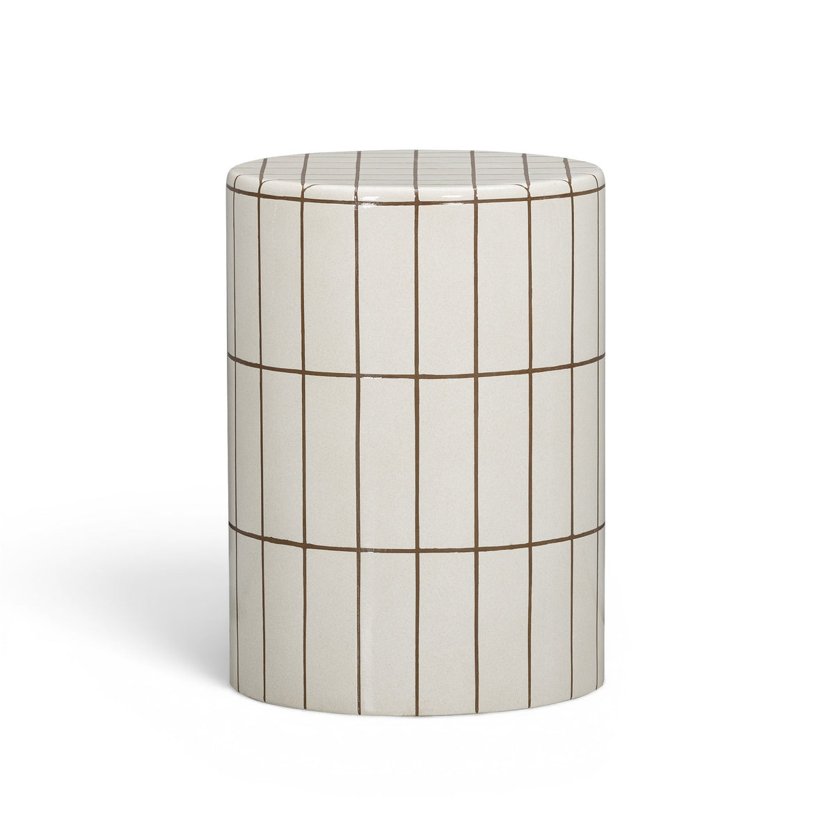 Tatiana round concrete indoor outdoor side table in ecru front view