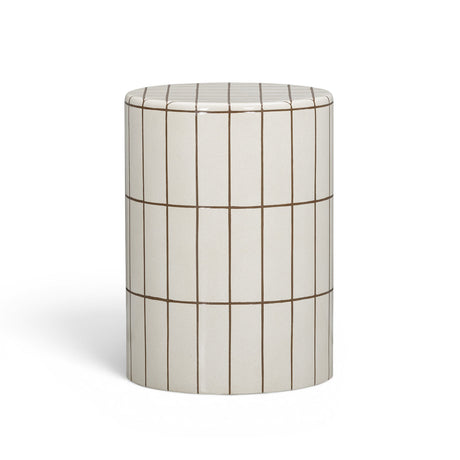 Tatiana round concrete drum side table angled perspective