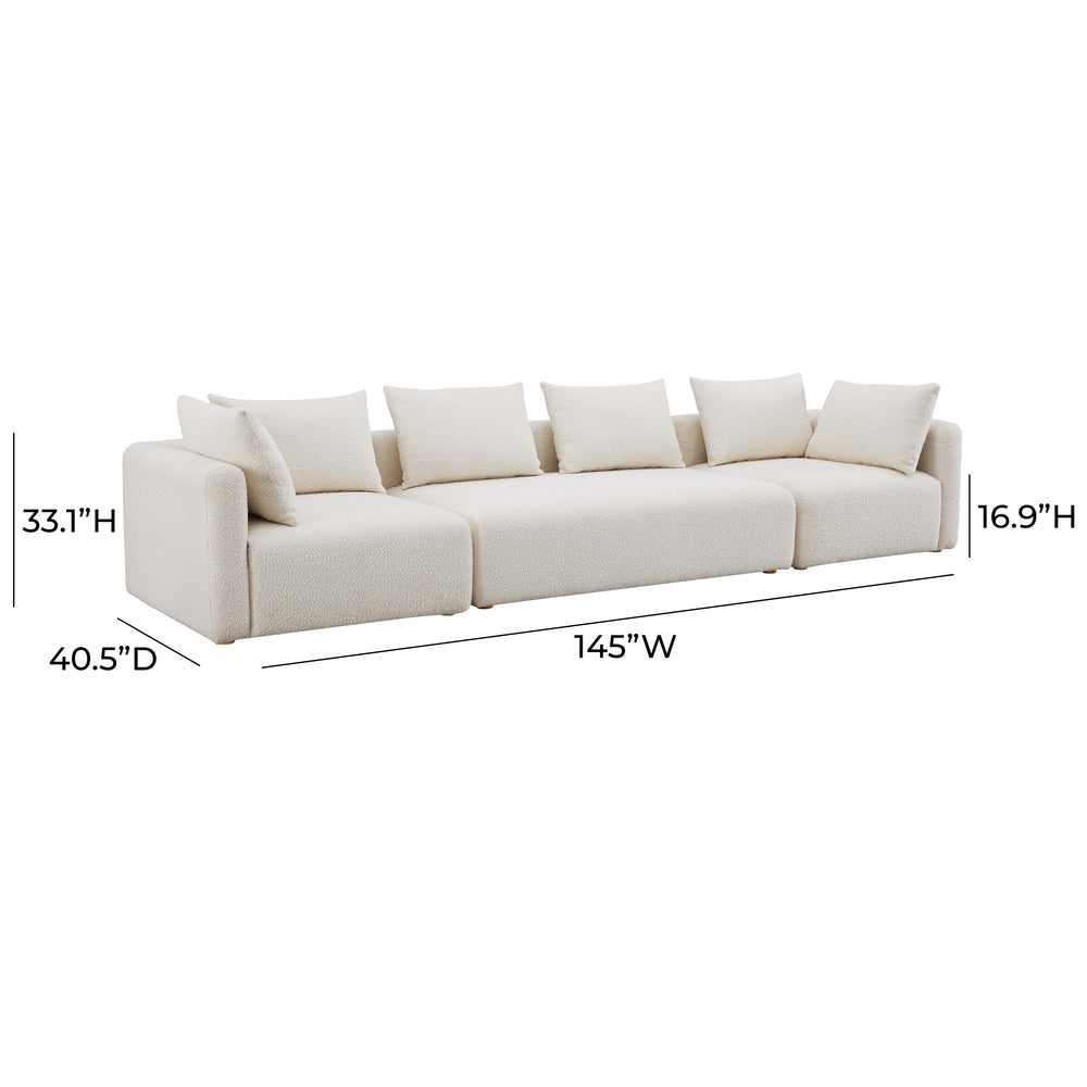 Hangover 145" Cream Boucle Long Sofa dimensions