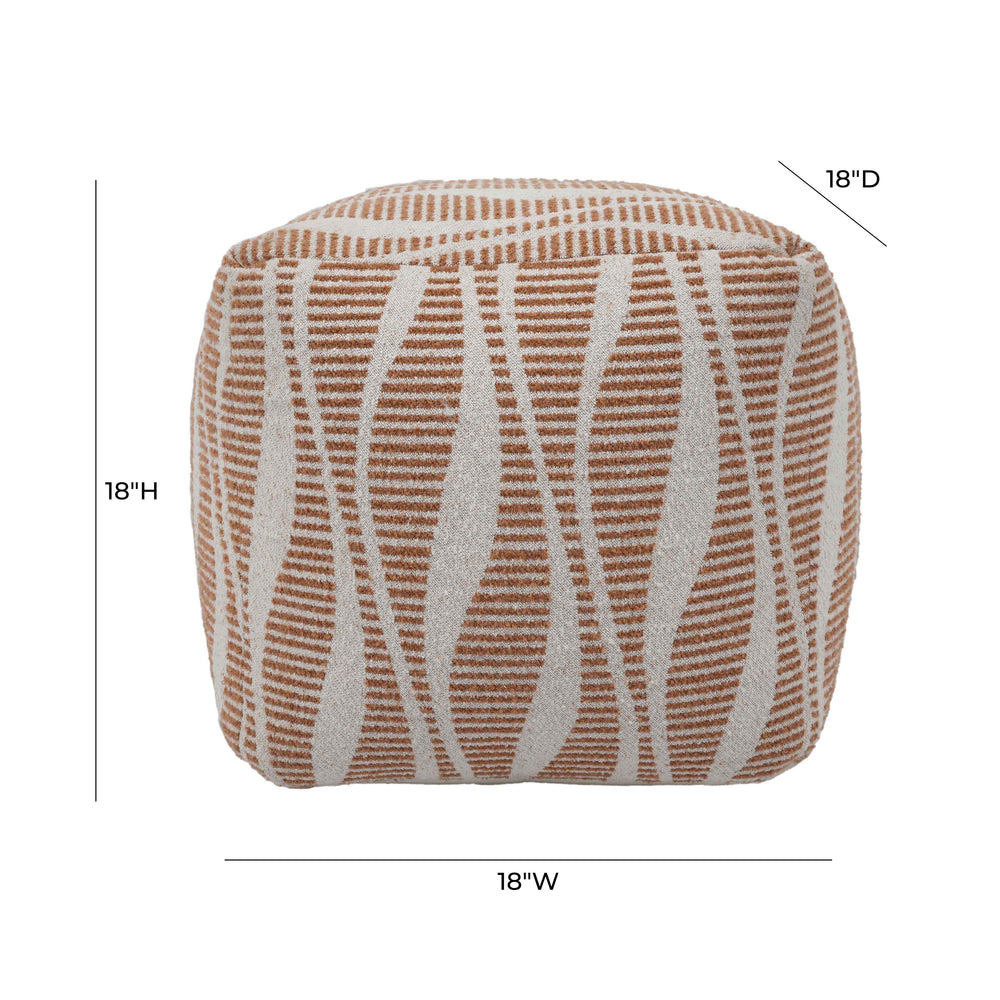 Ember Natural and Cream Woven Pouf dimensions