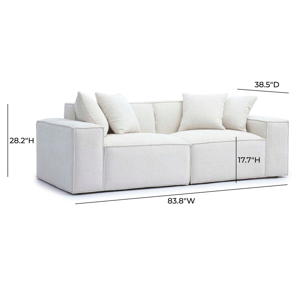 Mindy 84" Chenille Basketweave Modular Loveseat dimensions