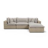 Cali 4-Piece Performance Fabric and Wicker Outdoor Sectional front angle with Black upholstery