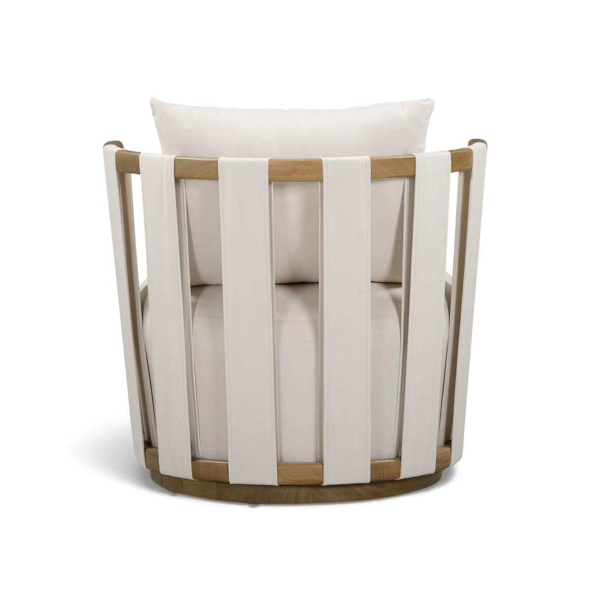 Paolo outdoor accent chair angled side perspective showing curved back