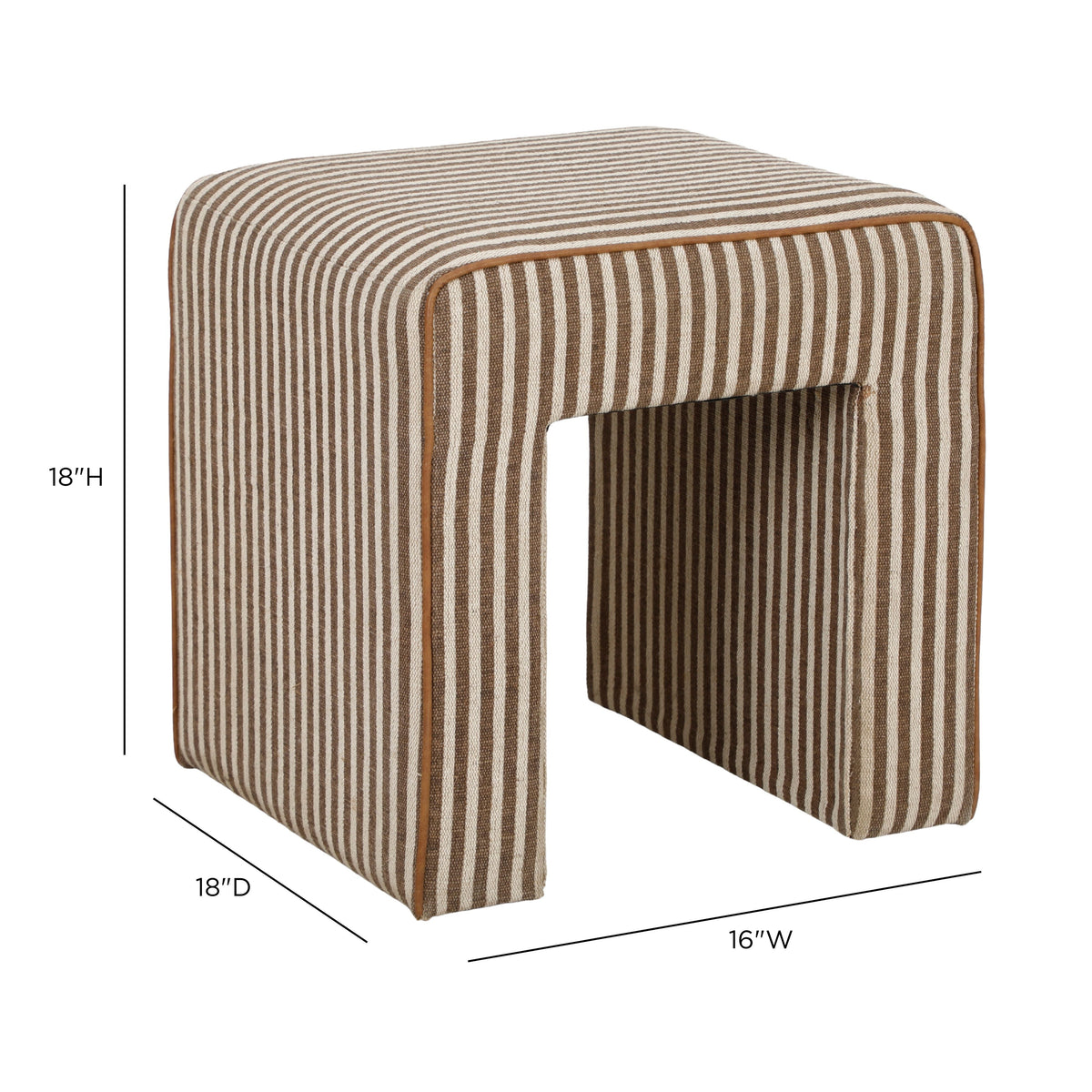 Byron Square Cotton Jute Ottoman placed at the foot of a bed