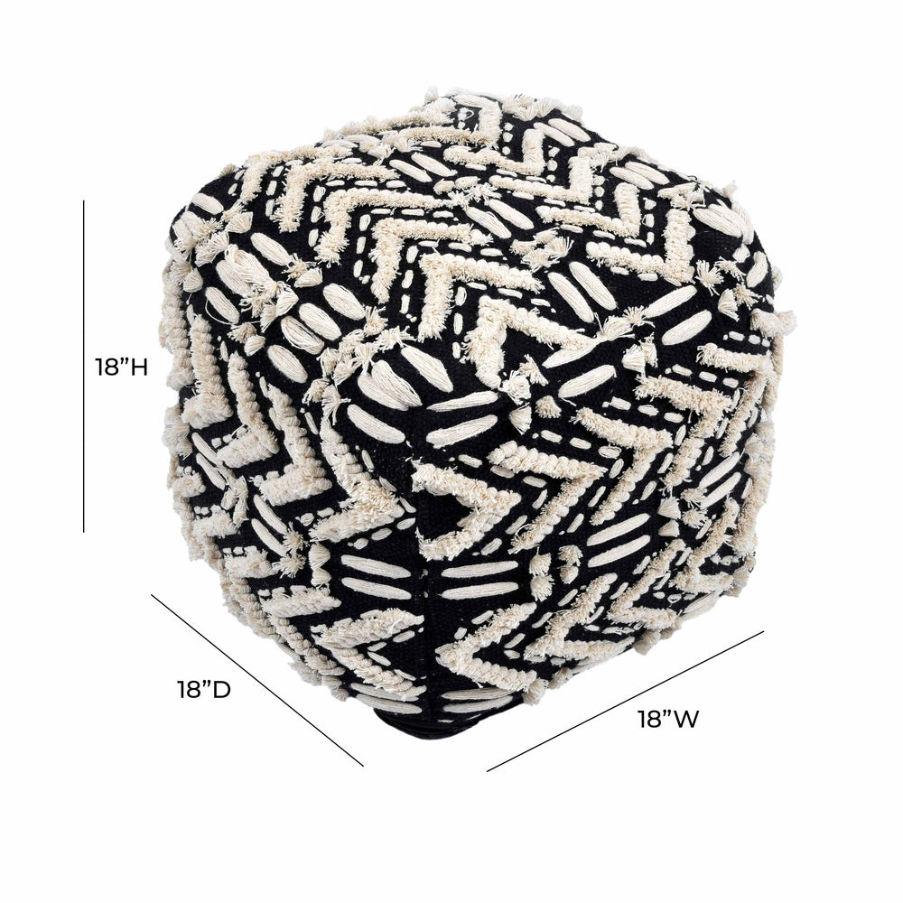 Mariel Black Cotton Pouf dimensions