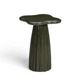 Top-down view of Addison green speckled concrete asymmetrical side table surface
