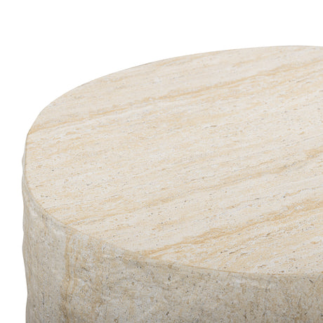 Roxanne Faux Travertine Indoor/Outdoor Concrete Side Table - View 5
