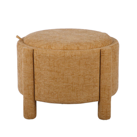 Bellamy Railroad Chenille Storage Stool in Curry woven texture close up