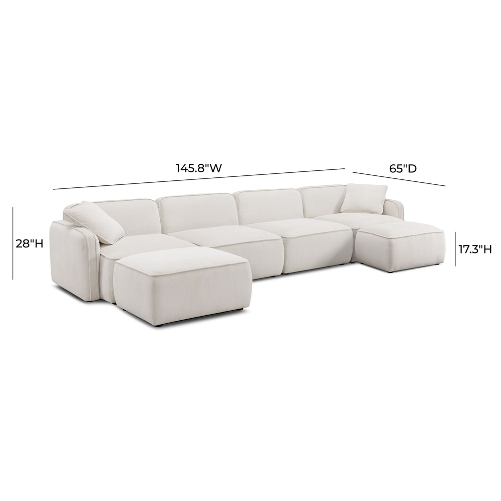 Travie 6-PiecePerformance Corduroy Velvet  Modular U-Sectional dimensions