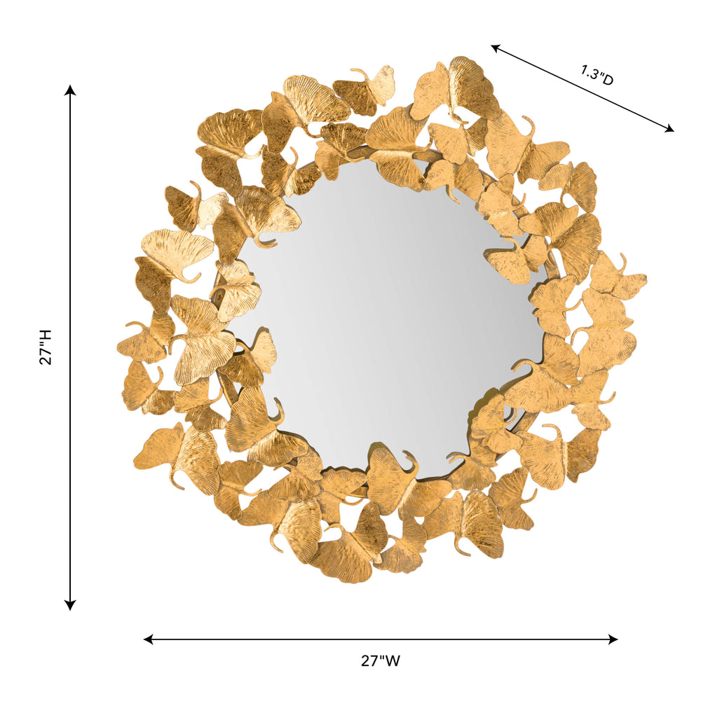 Lyrical Gold Round Wall Mirror (27"-36") dimensions