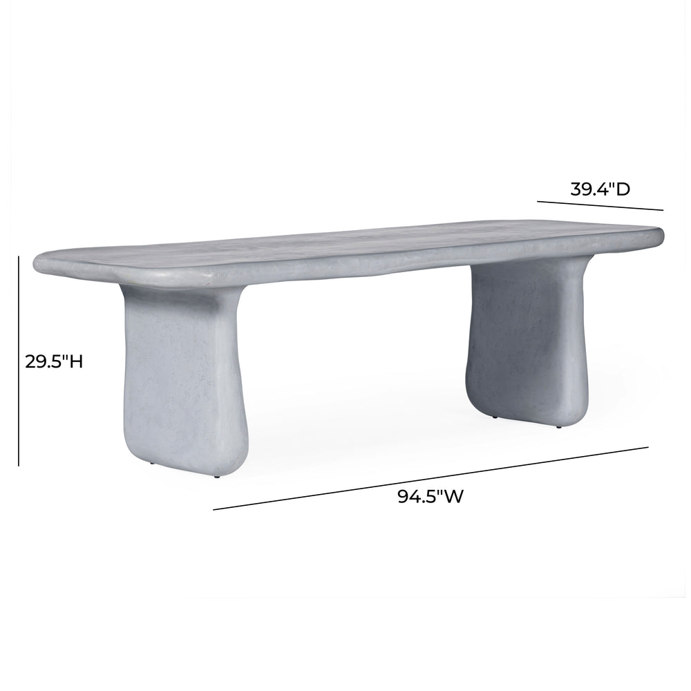 Athen 95" Grey Faux Stone Indoor / Outdoor Rectangular Dining Table dimensions