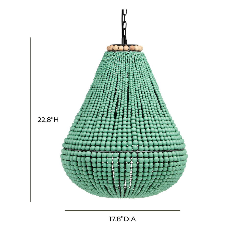 Palani Green Wooden Bead Chandelier dimensions