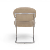 Becky Performance Chenille Chair back view displaying continuous chrome tubular structure