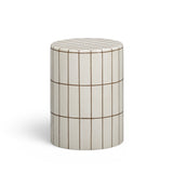 Tatiana round concrete drum side table angled perspective