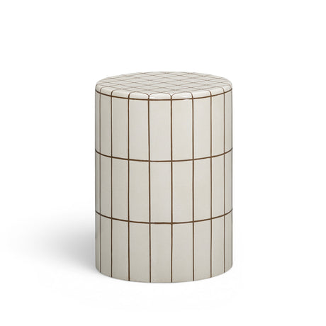 Tatiana round concrete indoor outdoor side table in ecru front view