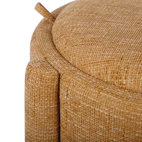 Bellamy Railroad Chenille Storage Stool highlighting sturdy dual-sided lid edge