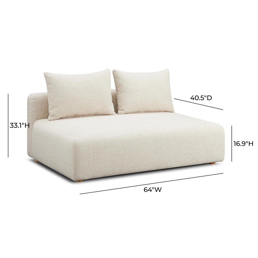 Hangover 64" Heavy Textured Fabric Modular Loveseat dimensions