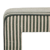 Close-up view of striped cotton jute upholstery texture on Byron ottoman