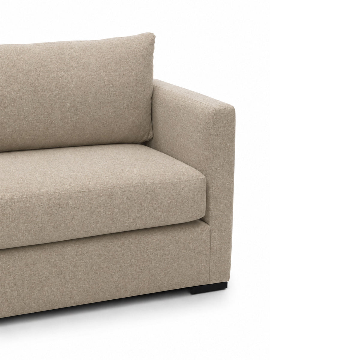 Portsmouth 85 Inch Sofa beige fabric angled perspective in spacious family room