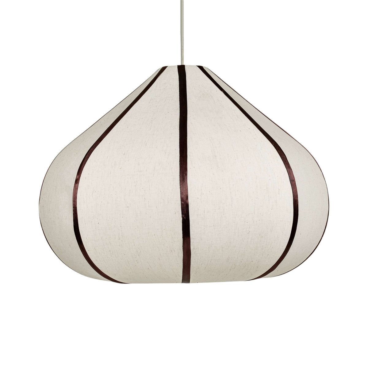 Josephine teardrop pendant lamp with fabric shade and contrast welt piping detail