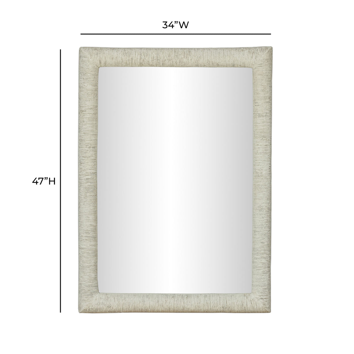 Orpheus 34"X47" Ribbed Faux Stone Rectangular Wall Mirror - View 6