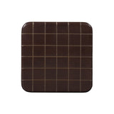 Maroon glazed faux ceramic finish detail on square concrete accent table