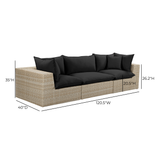 Cali 120-inch wicker outdoor modular sofa in sunroom layout