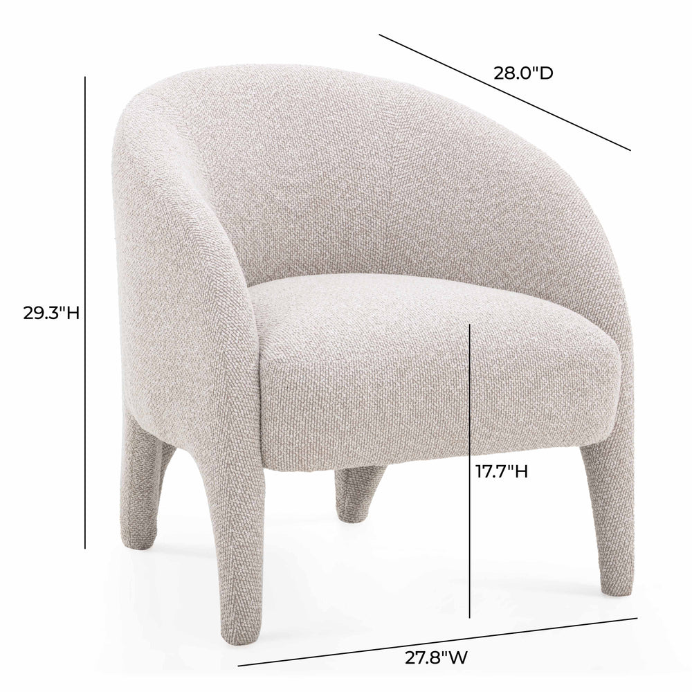 Kris Warm Grey Boucle Accent Chair dimensions