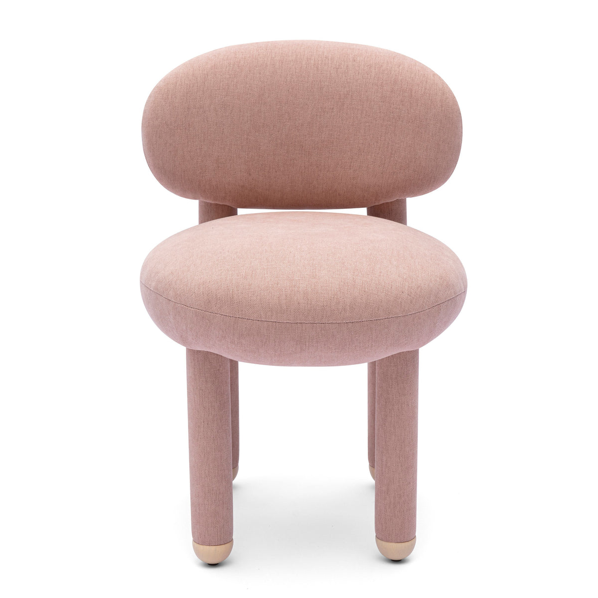 Manu Performance Fabric Side Chair angled perspective showing chunky upholstered legs