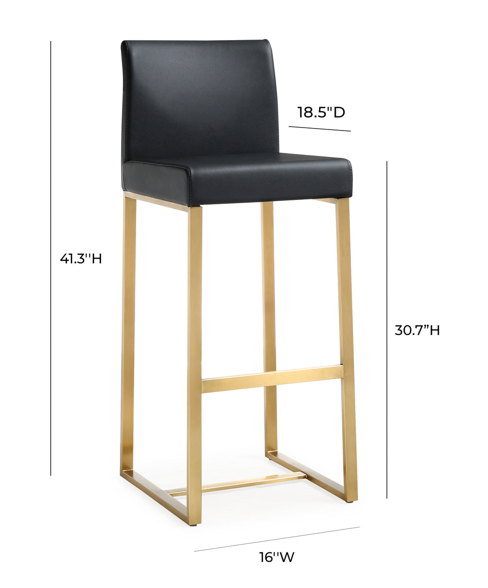 Denmark Performance Vegan Leather Stool with Gold Base - Set of 2 dimensions