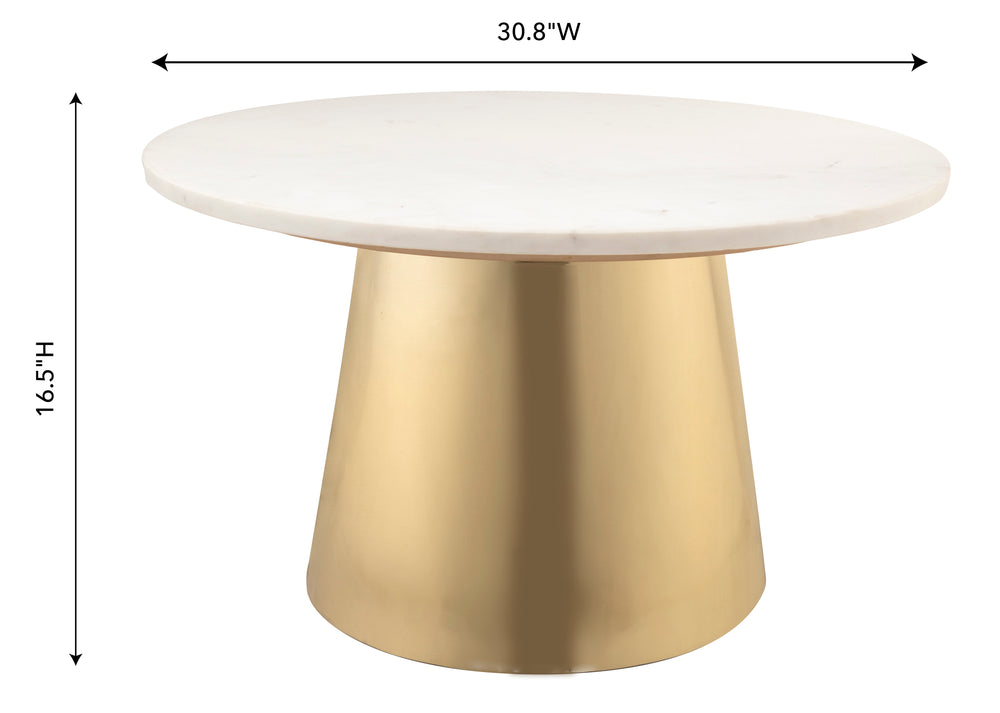 Bleeker 31" Marble Round Coffee Table dimensions