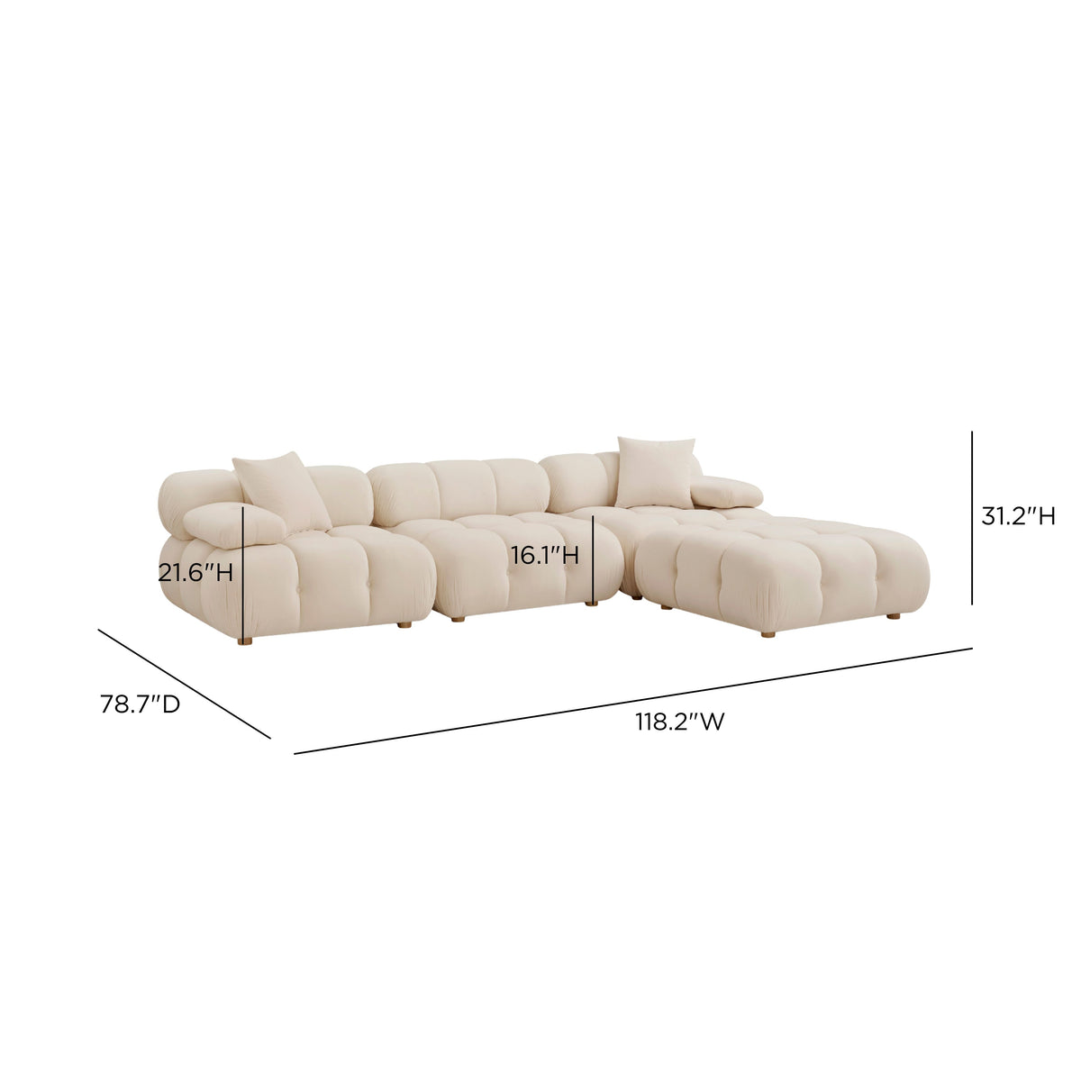 Calliope 4-piece modular sectional shown assembled as a compact corner sofa