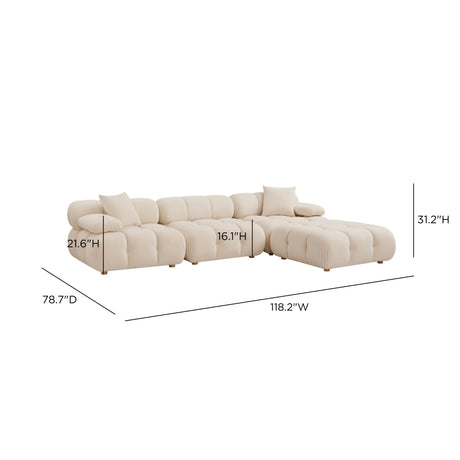 Calliope 4-piece modular sectional shown assembled as a compact corner sofa