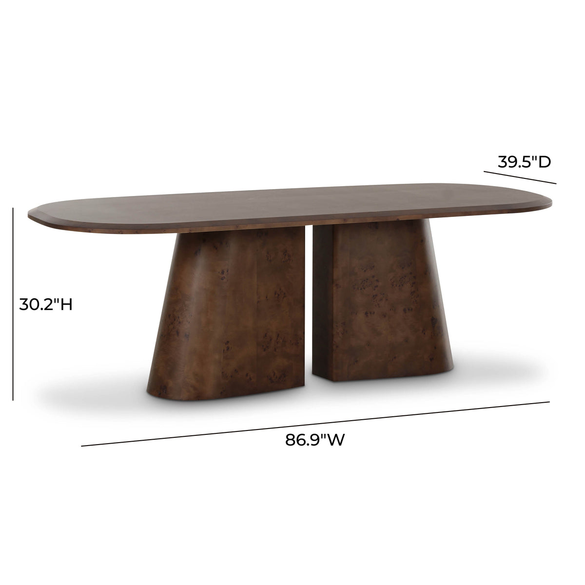 Gladyss 87" Burl Oval Dining Table - View 14