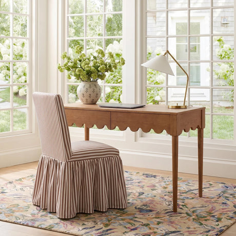 Gertrude Striped Performance Linen Skirted Dining Chair - View 14