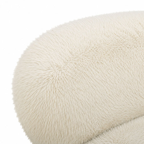 Front view of the Pucker Accent Chair upholstered in Taupe vegan shearling