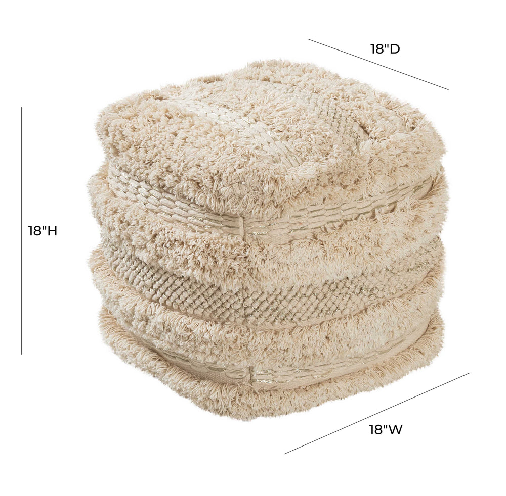 Yorba Beige Cotton Pouf dimensions