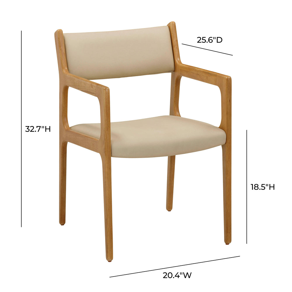 Ari Cream Performance Vegan Leather Dining Chair - Set of 2 dimensions