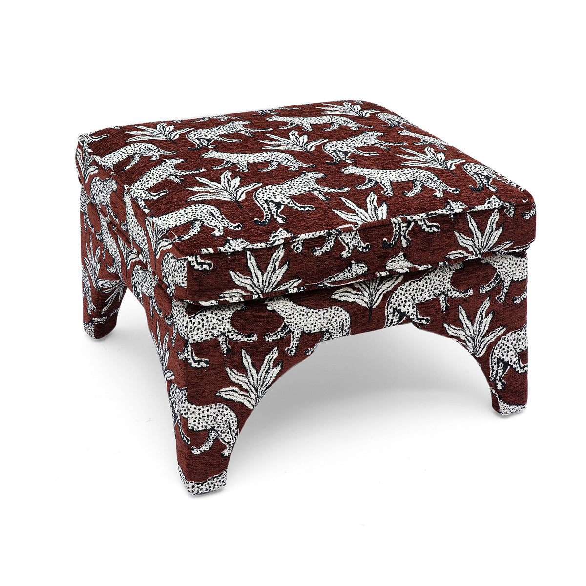 Raji Leopard Performance Jacquard Ottoman - View 3