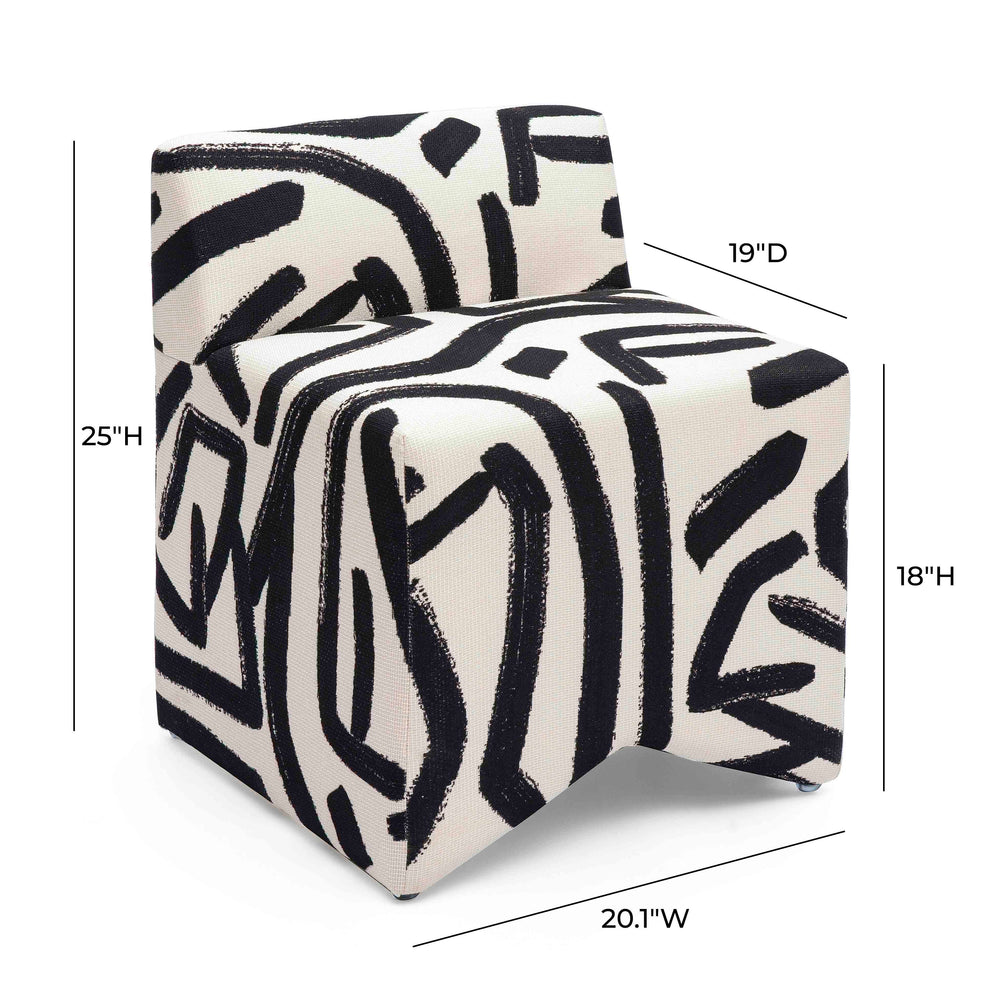 Pippa Black Brushstroke Print Stool dimensions