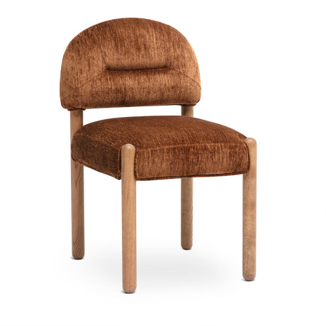 Bruno dining chair side angle highlighting curved solid oak frame and arched backrest
