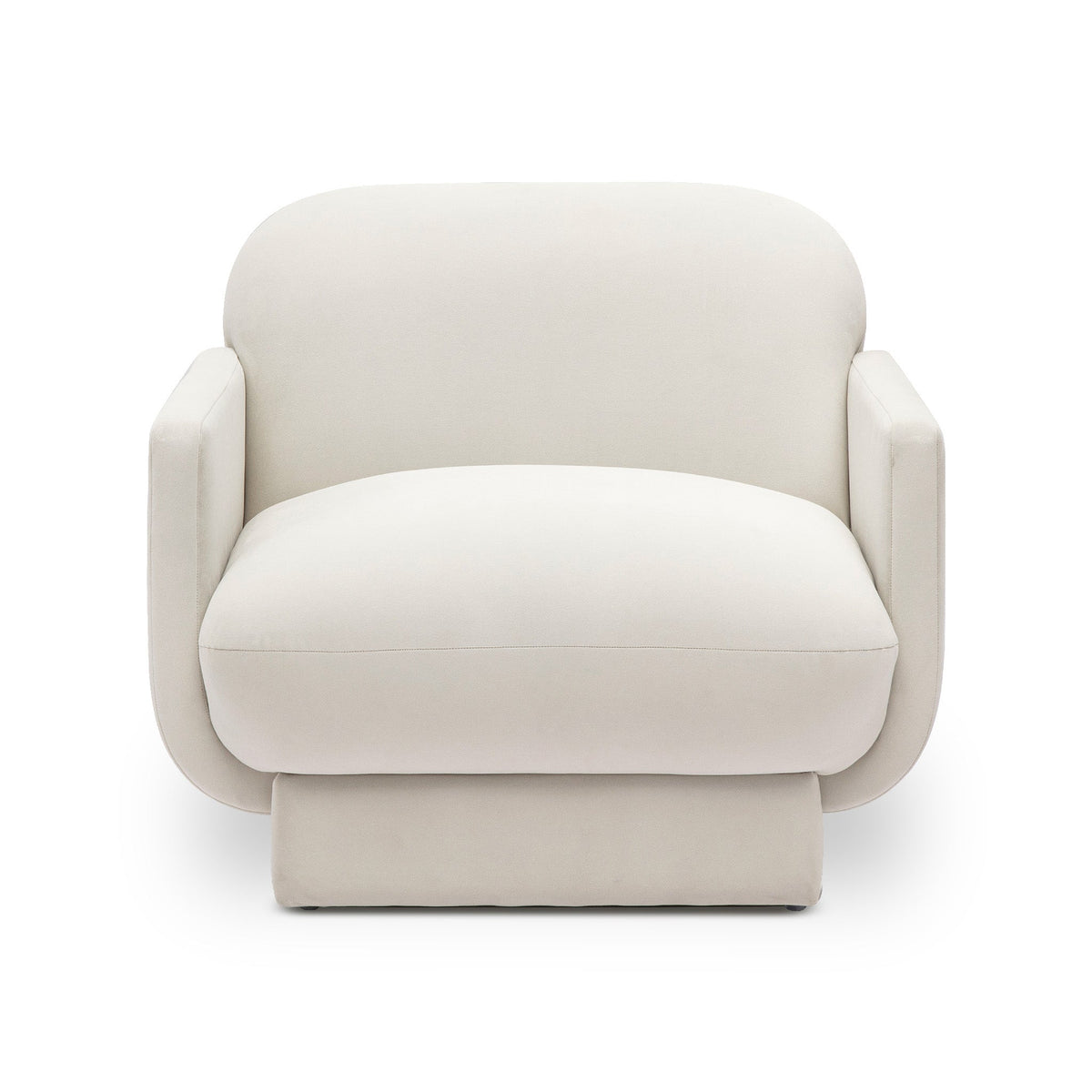 Azalea Performance Velvet Accent Chair isometric angle showcasing wide track arms