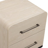 Marissa nightstand positioned beside modern bedroom accent lamp and decor