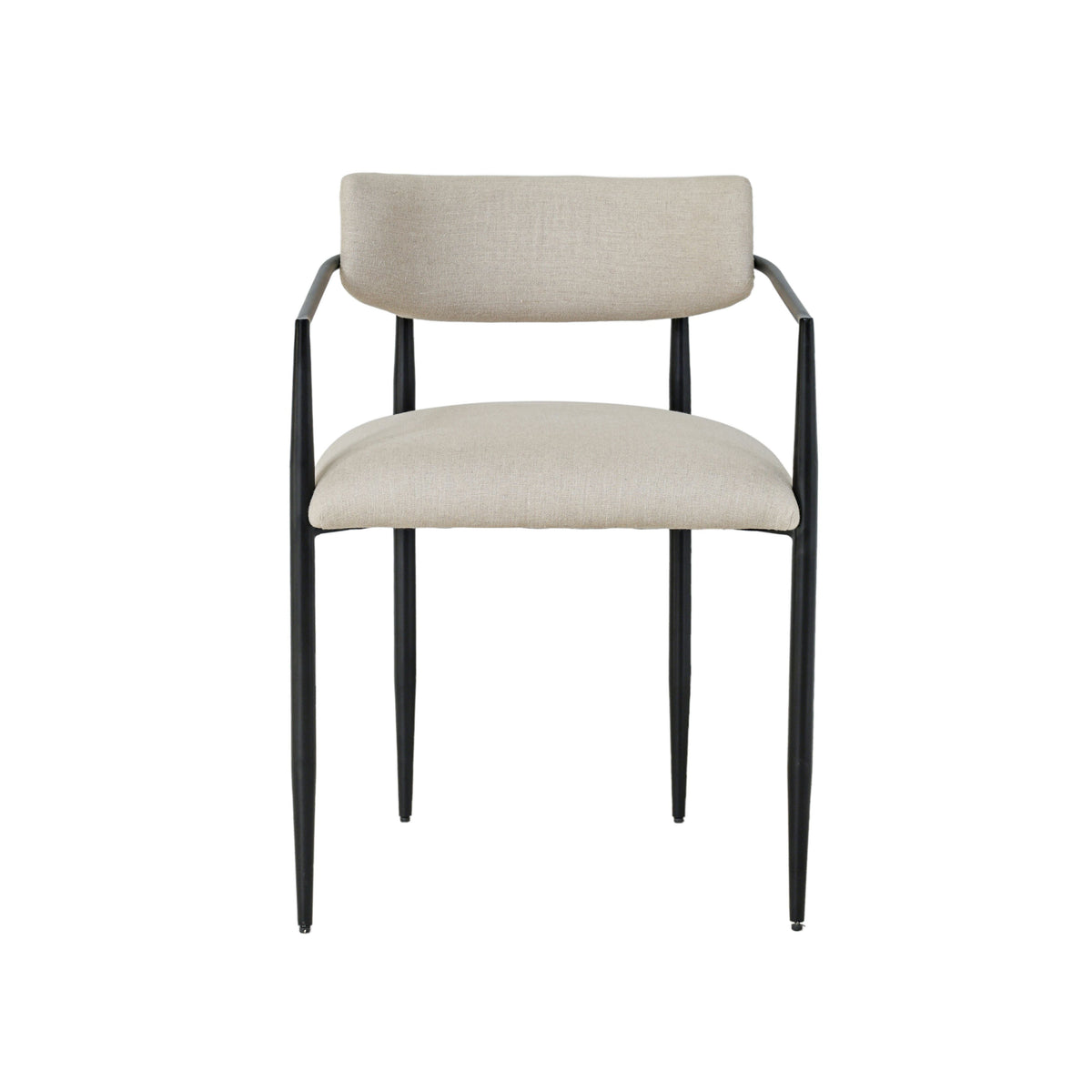 Forte Cream Linen Forged Iron Dining Chair - View 3