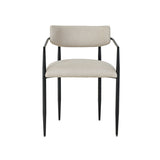 Forte Cream Linen Forged Iron Dining Chair - View 3