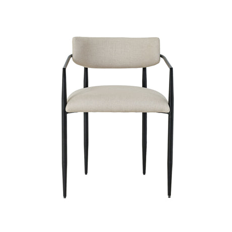 Forte Cream Linen Forged Iron Dining Chair - View 3